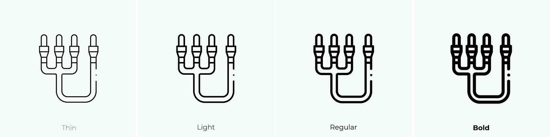 rca Kabel Symbol. dünn, Licht, regulär und Fett gedruckt Stil Design isoliert auf Weiß Hintergrund vektor