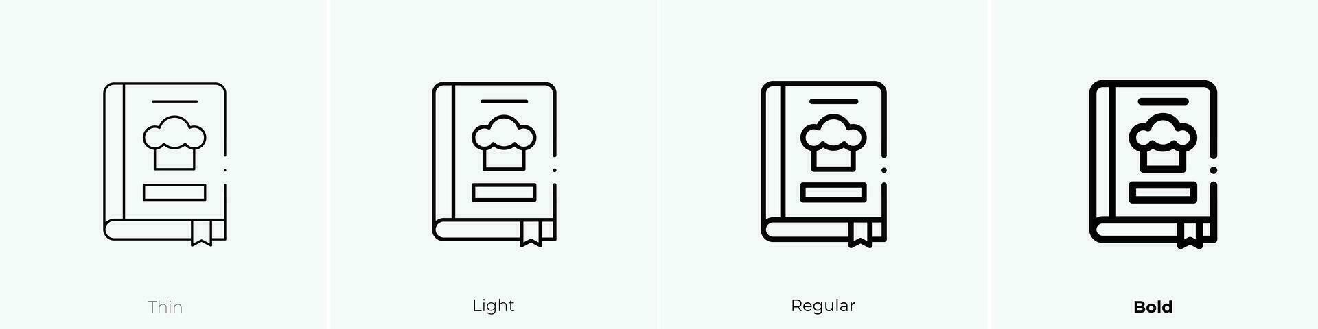 recept bok ikon. tunn, ljus, regelbunden och djärv stil design isolerat på vit bakgrund vektor