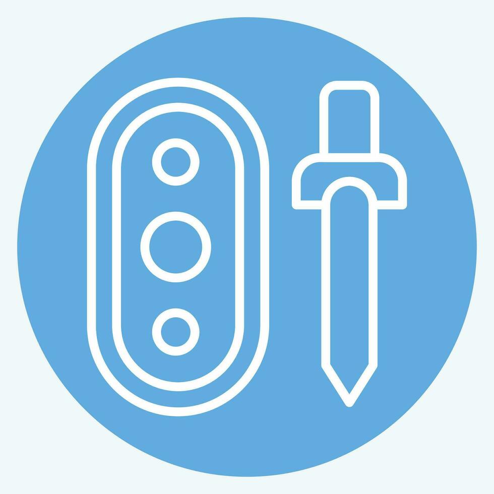 Symbol Waffe. verbunden zu keltisch Symbol. Blau Augen Stil. einfach Design editierbar. einfach Illustration vektor