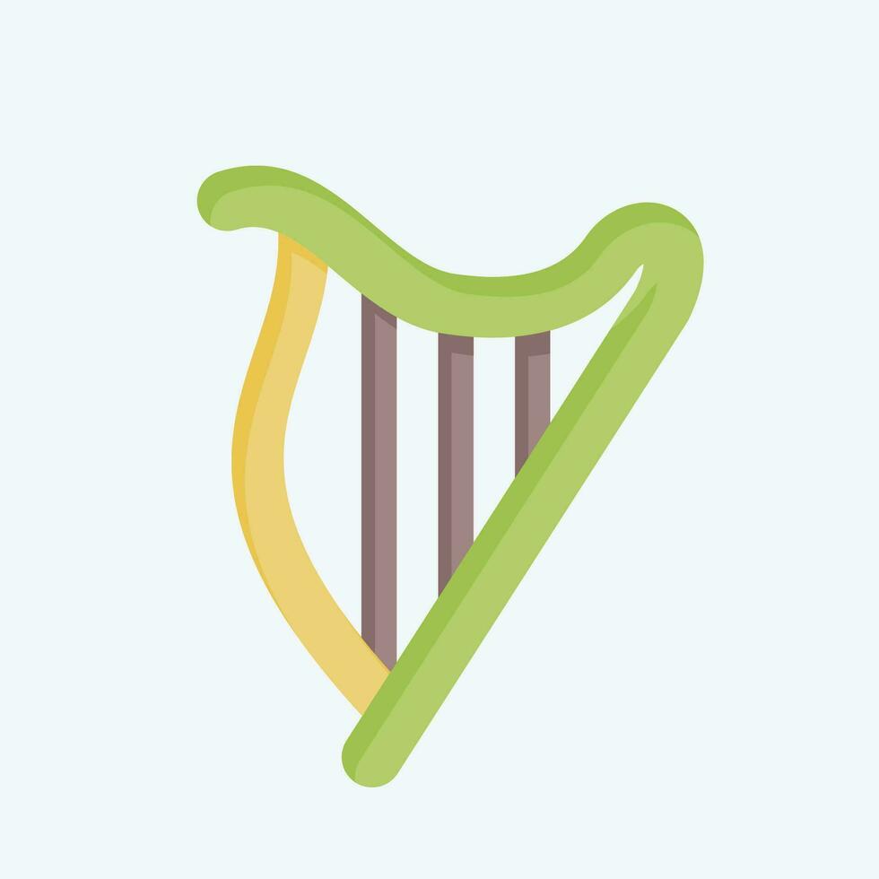 Symbol Harfe. verbunden zu keltisch Symbol. eben Stil. einfach Design editierbar. einfach Illustration vektor