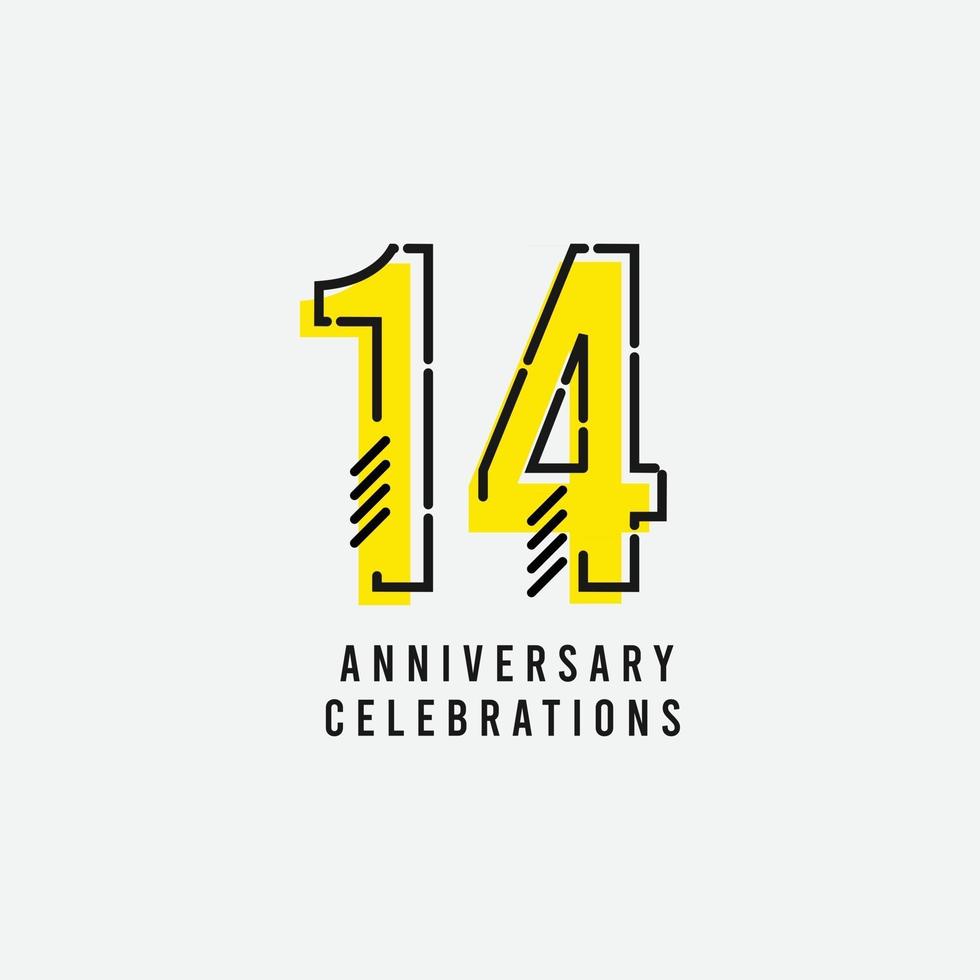14 år årsdag firande vektor mall design illustration