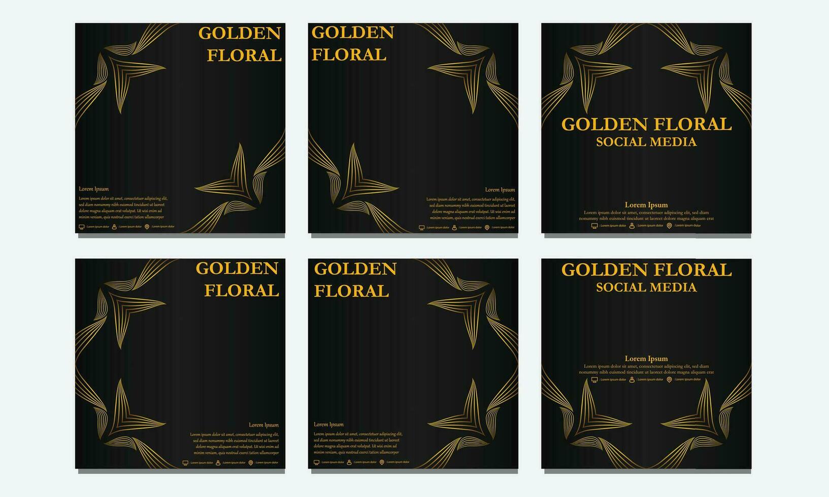 uppsättning av gyllene blommig social media mall. lämplig för social media posta, webb baner, omslag och kort vektor