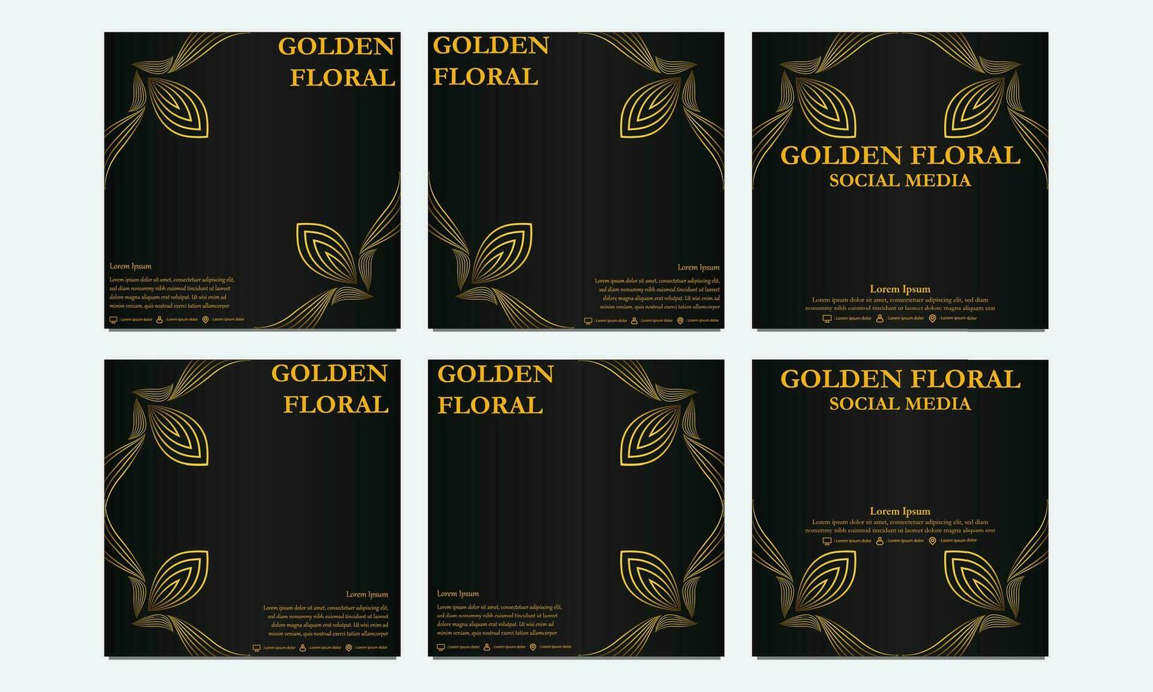 einstellen von Luxus golden Blumen- Sozial Medien Vorlage. geeignet zum Sozial Medien Post, Netz Banner, Startseite und Karte vektor