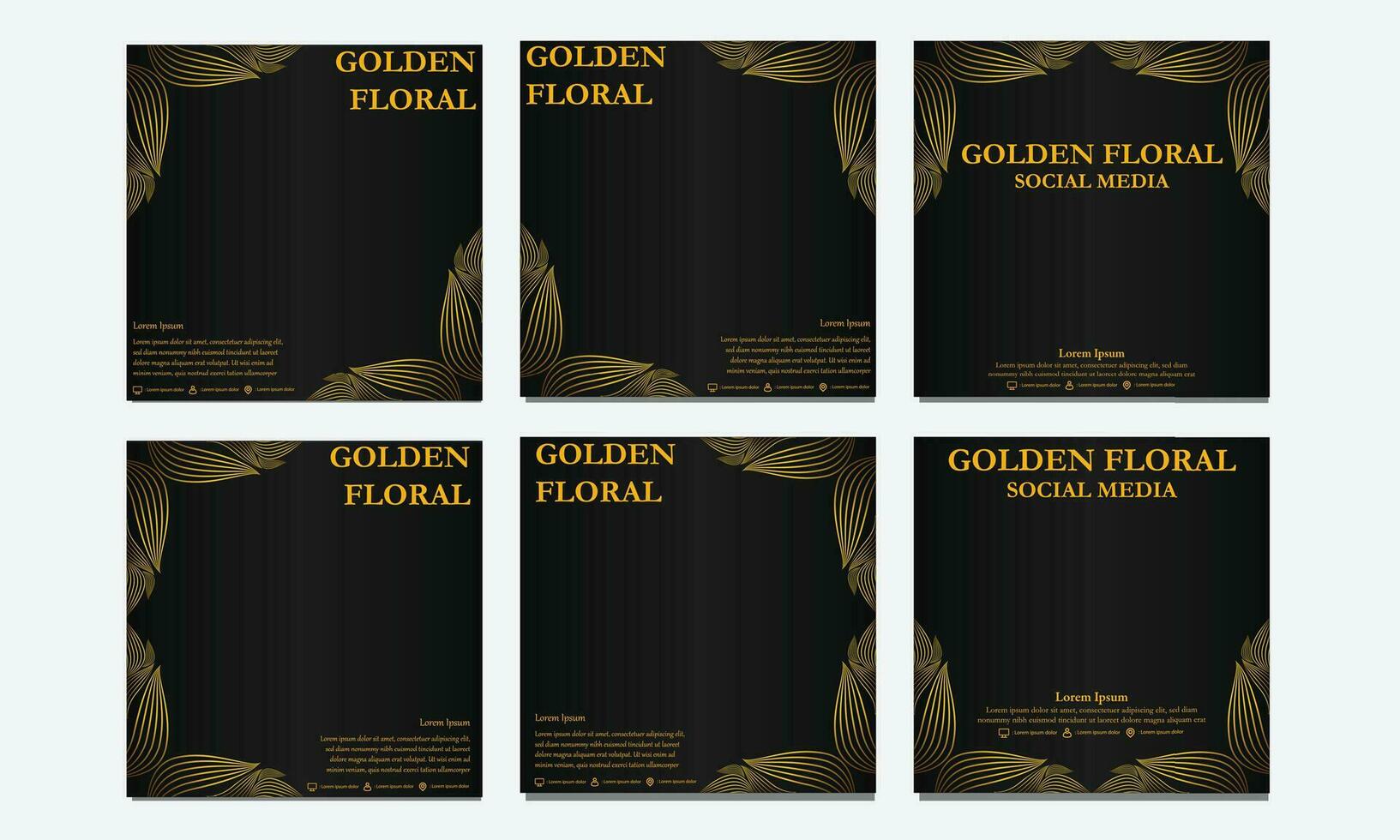 einstellen von Luxus golden Blumen- Sozial Medien Vorlage. geeignet zum Sozial Medien Post, Netz Banner, Startseite und Karte vektor