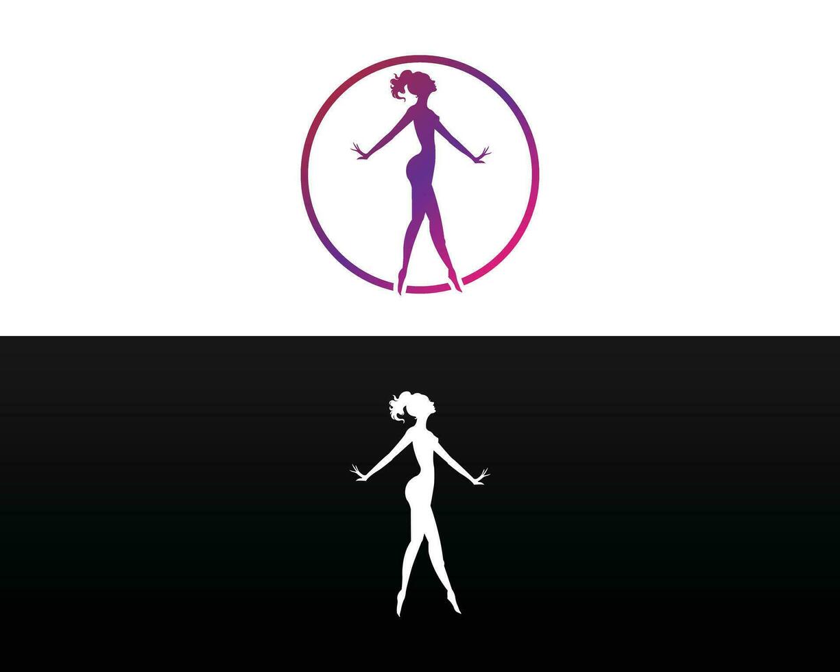 mode och modell kvinnor silhuett logotyp ikon design vektor mall.