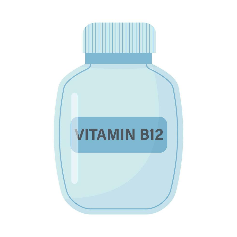 medicin flaska vitamin b12. friska immun systemet, friska livsstil begrepp. vektor