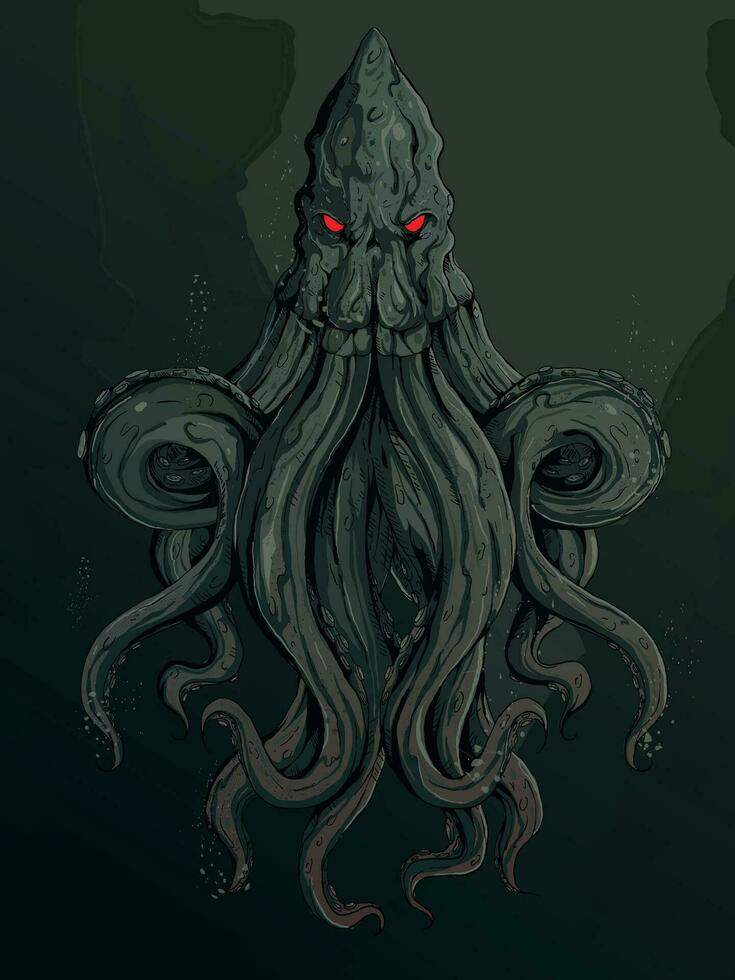 arg kraken i en hav dike vektor illustration