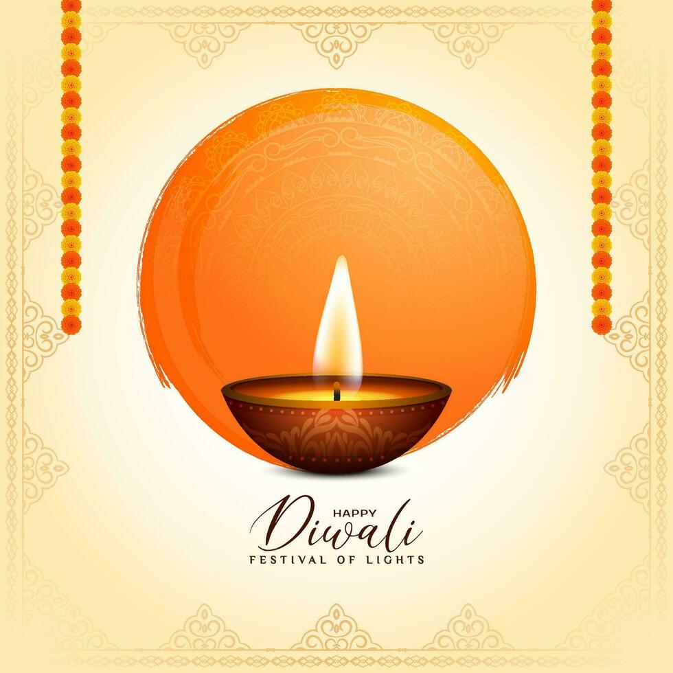 Lycklig diwali traditionell indisk festival dekorativ bakgrund vektor