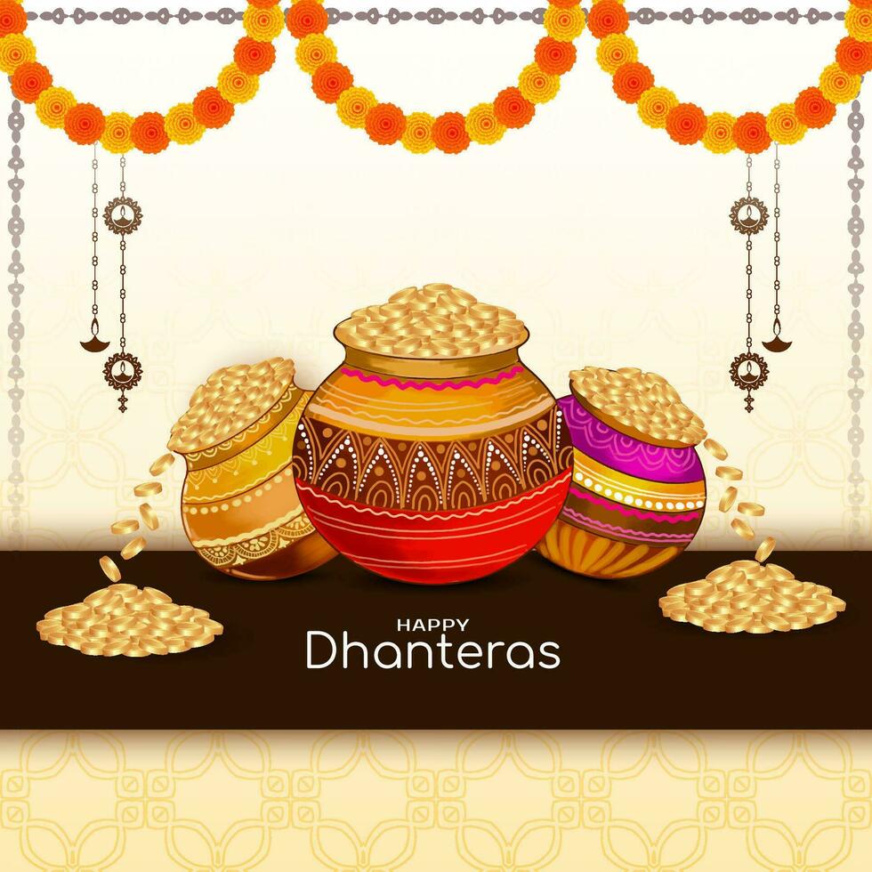 glücklich Dhanteras indisch Festival traditionell Feier Hintergrund vektor