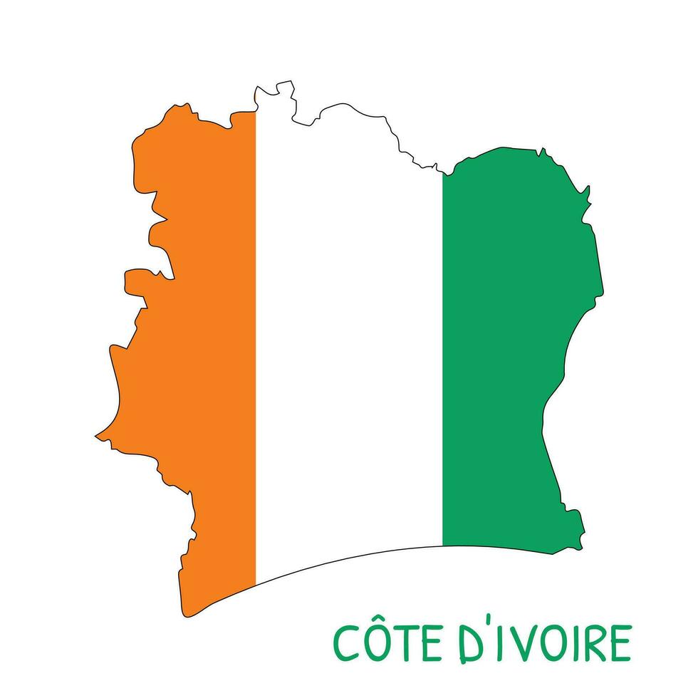 cote d'ivoire National Flagge geformt wie Land Karte vektor