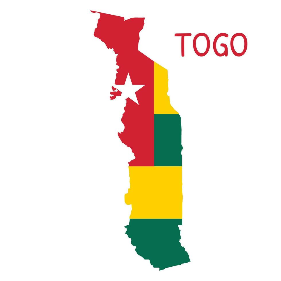 Togo nationell flagga formad som Land Karta vektor