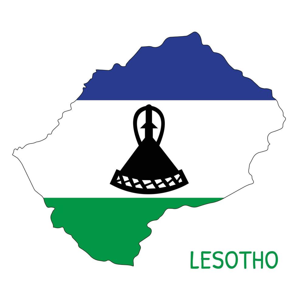Lesotho National Flagge geformt wie Land Karte vektor