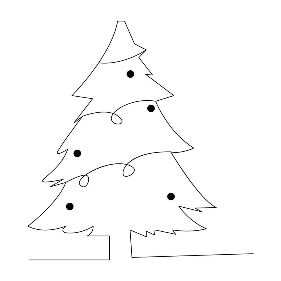 Weihnachten Baum kontinuierlich Single Linie Gliederung Vektor Kunst Illustration