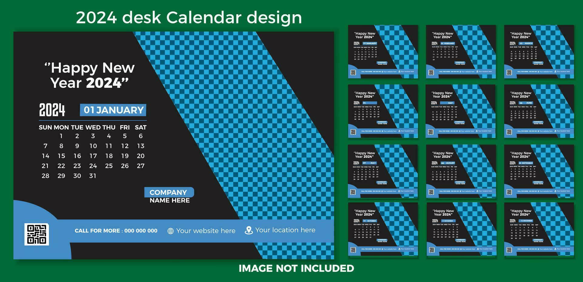 modern bunt kreativ Vektor Schreibtisch Kalender Design Vorlage 2024