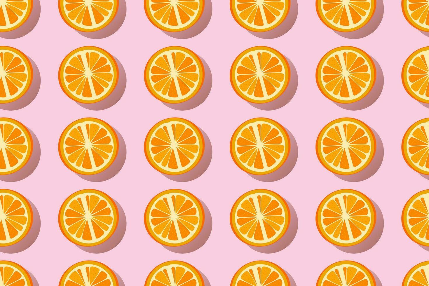 Scheiben von frisch Orange Sommer- auf Rosa Hintergrund. nahtlos Muster. Vektor Illustration.