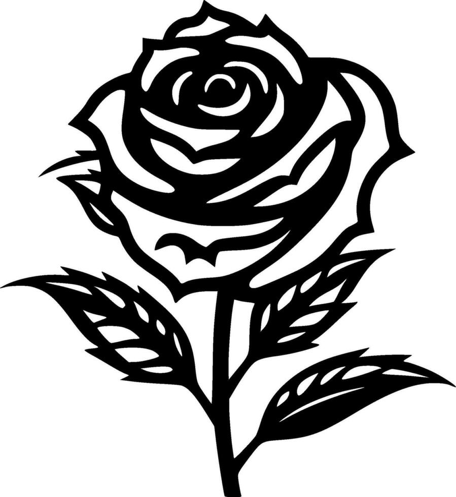 Rose - - schwarz und Weiß isoliert Symbol - - Vektor Illustration