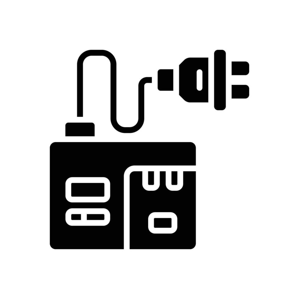 Ladegerät Kamera Glyphe Symbol. Vektor Symbol zum Ihre Webseite, Handy, Mobiltelefon, Präsentation, und Logo Design.