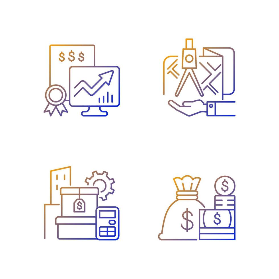 Asset Management Gradient lineare Vektorsymbole gesetzt vektor