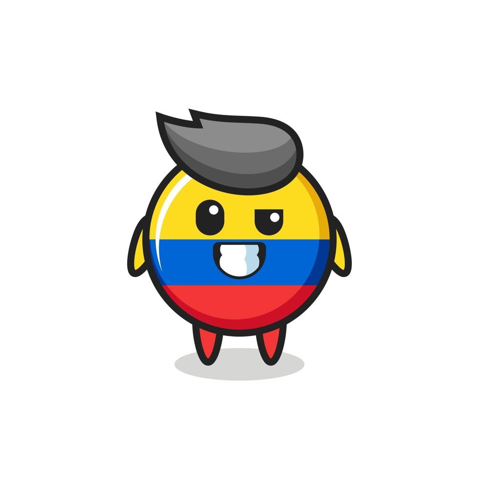 süßes kolumbianisches Flaggenabzeichen Maskottchen mit einem optimistischen Gesicht vektor