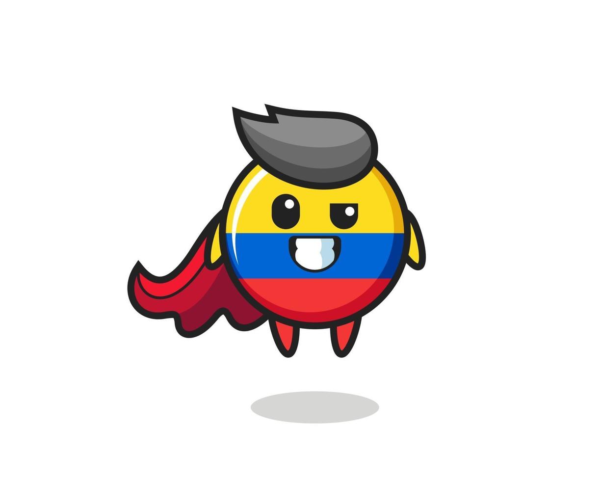 den söta colombianska flaggmärket som en flygande superhjälte vektor