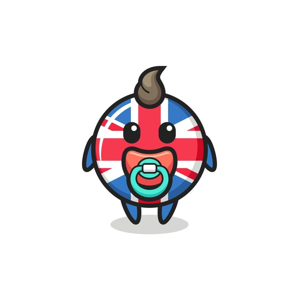 Baby Großbritannien Flagge Abzeichen Zeichentrickfigur mit Schnuller vektor