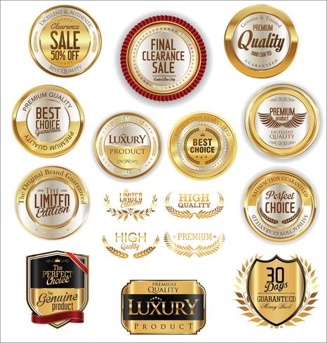 Luxus-Premium-Goldene Abzeichen und Etiketten vektor