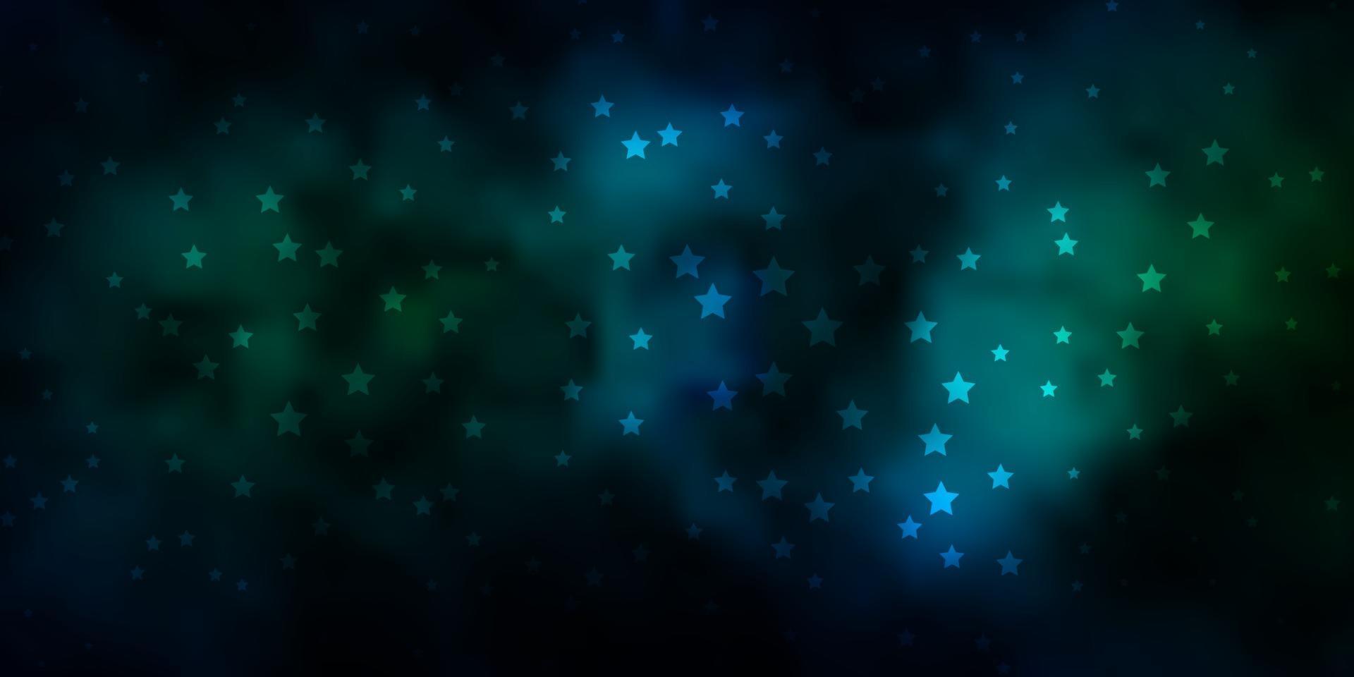 dunkelblaue, grüne Vektorbeschaffenheit mit schönen Sternen. vektor