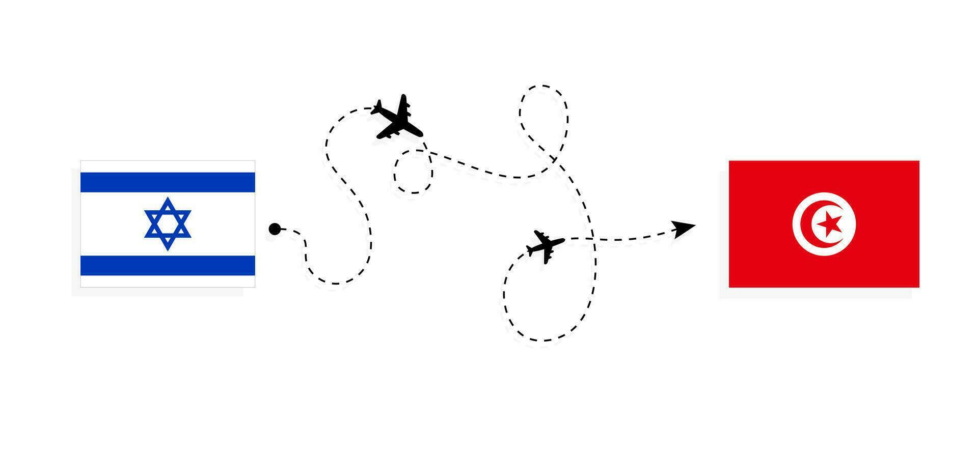 flyg och resa från Israel till tunisien förbi passagerare flygplan resa begrepp vektor