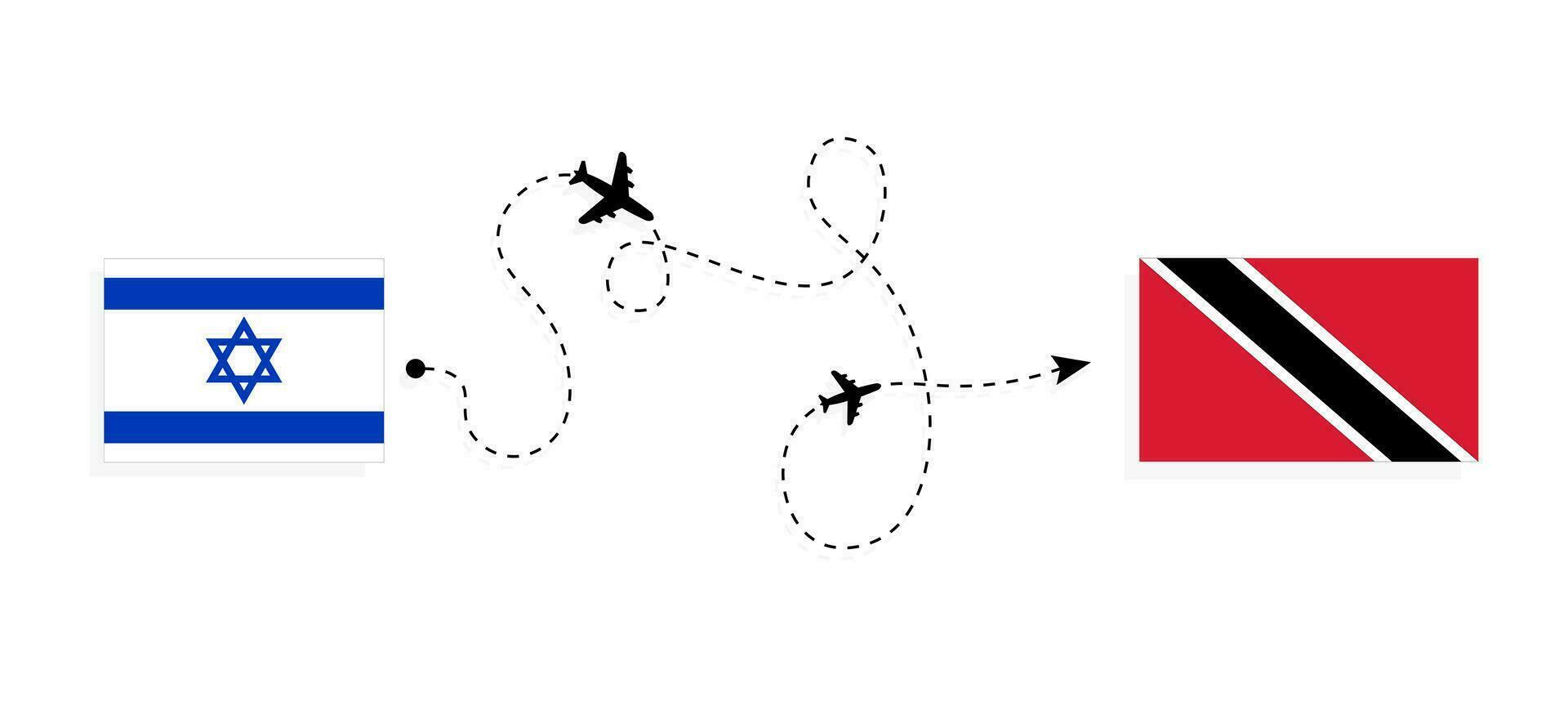 Flug und Reise von Israel zu Trinidad und Tobago durch Passagier Flugzeug Reise Konzept vektor