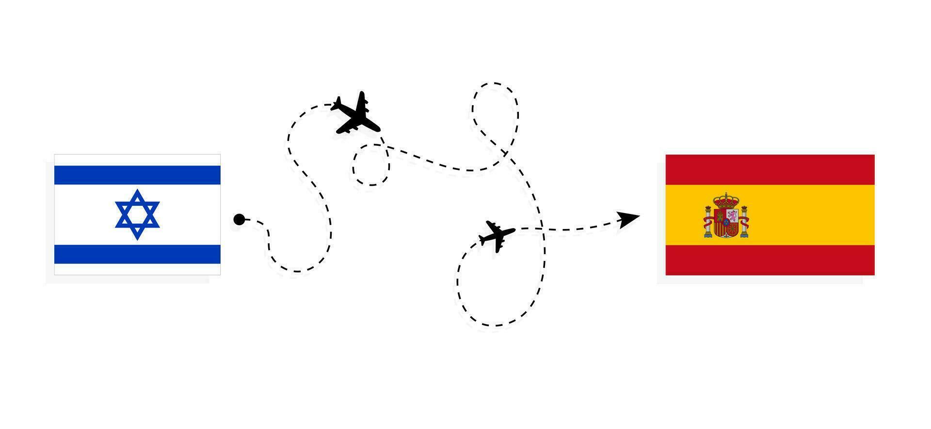 Flug und Reise von Israel zu Spanien durch Passagier Flugzeug Reise Konzept vektor