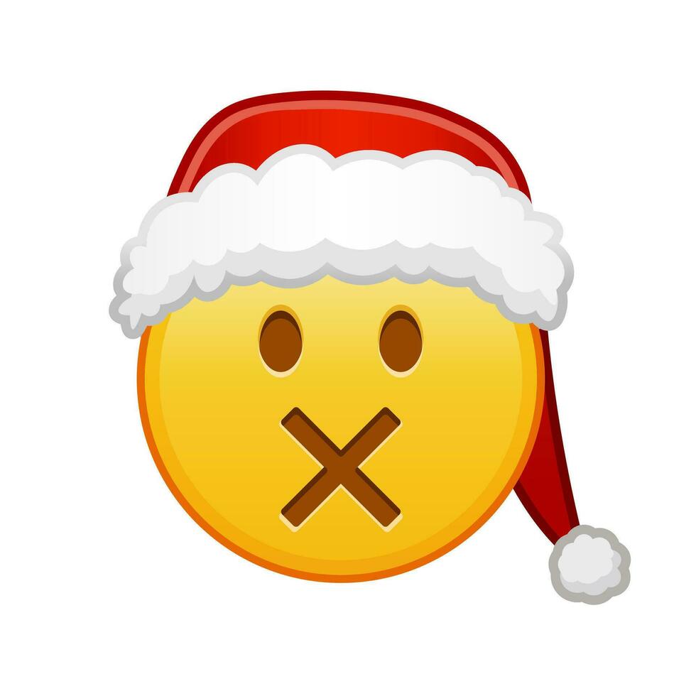 Weihnachten Gesicht mit durchgestrichen Mund groß Größe von Gelb Emoji Lächeln vektor