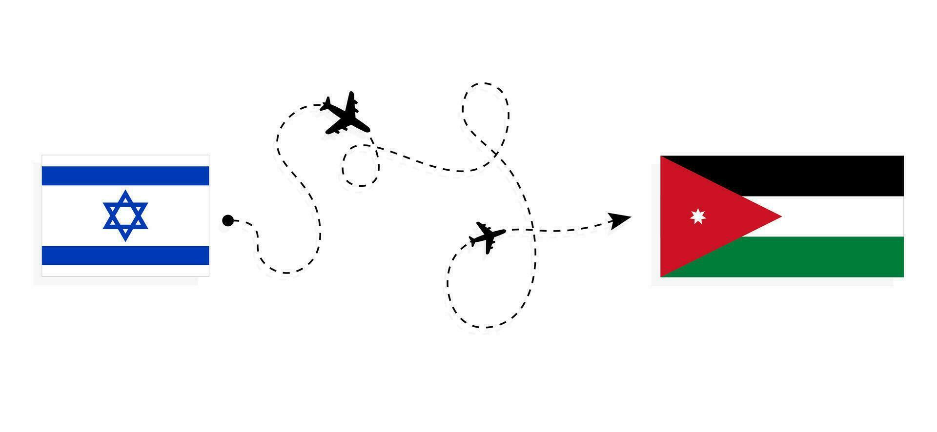 Flug und Reise von Israel zu Jordan durch Passagier Flugzeug Reise Konzept vektor