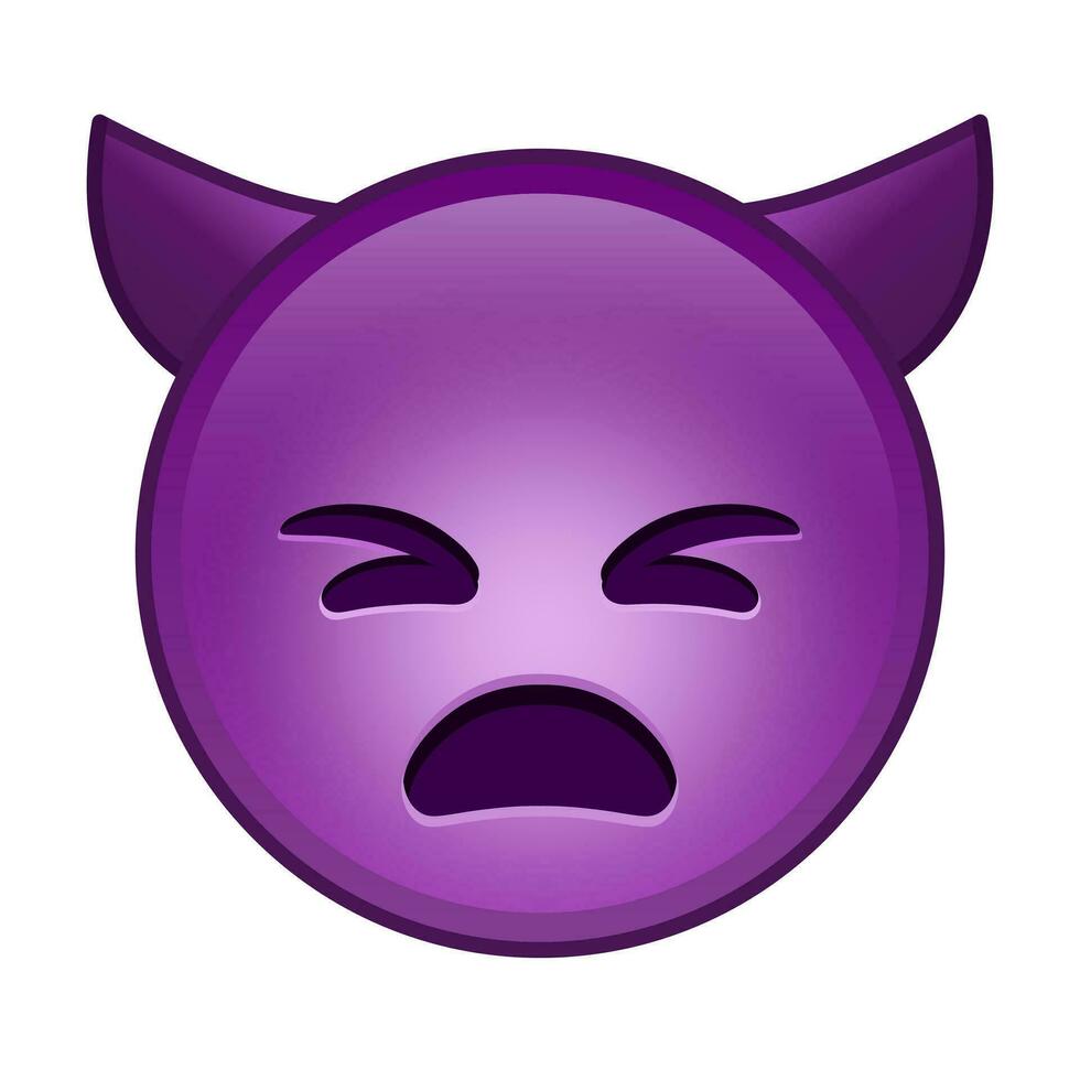 arg ansikte med horn stor storlek av gul emoji leende vektor
