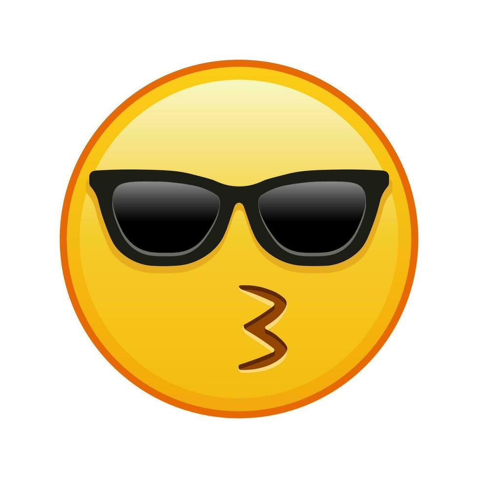 küssen Gesicht mit Sonnenbrille groß Größe von Gelb Emoji Lächeln vektor