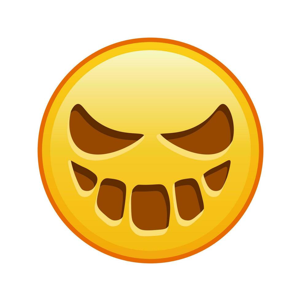 skrämmande halloween ansikte stor storlek av gul emoji leende vektor
