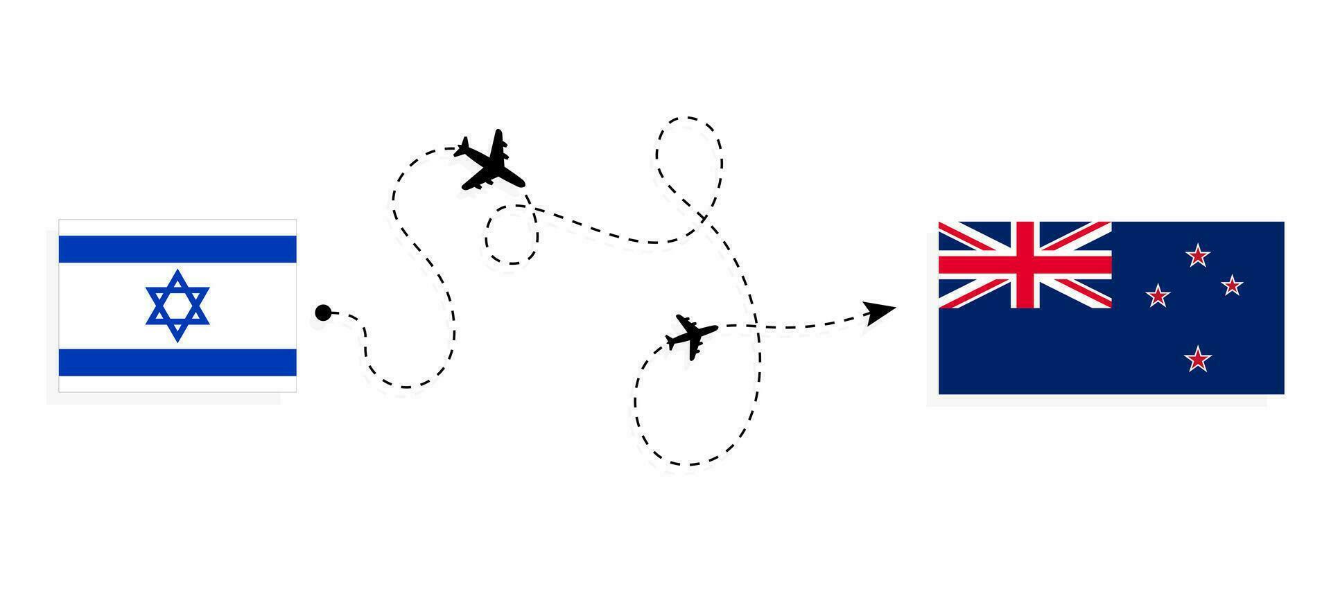 Flug und Reise von Israel zu Neu Neuseeland durch Passagier Flugzeug Reise Konzept vektor