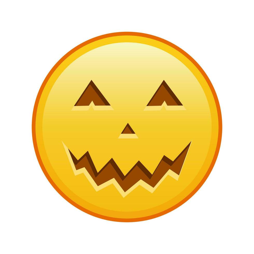 skrämmande halloween ansikte stor storlek av gul emoji leende vektor