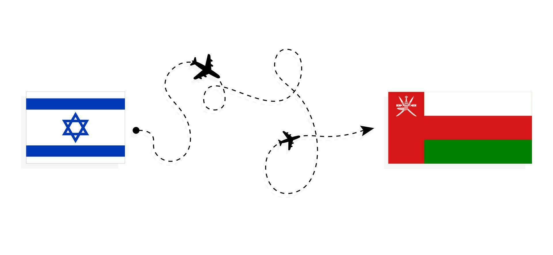 Flug und Reise von Israel zu Oman durch Passagier Flugzeug Reise Konzept vektor