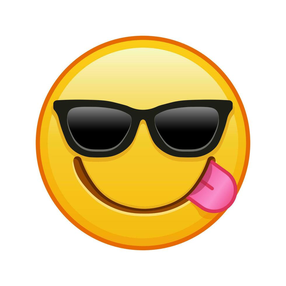 en ansikte njuter en delikatess med solglasögon stor storlek av gul emoji leende vektor
