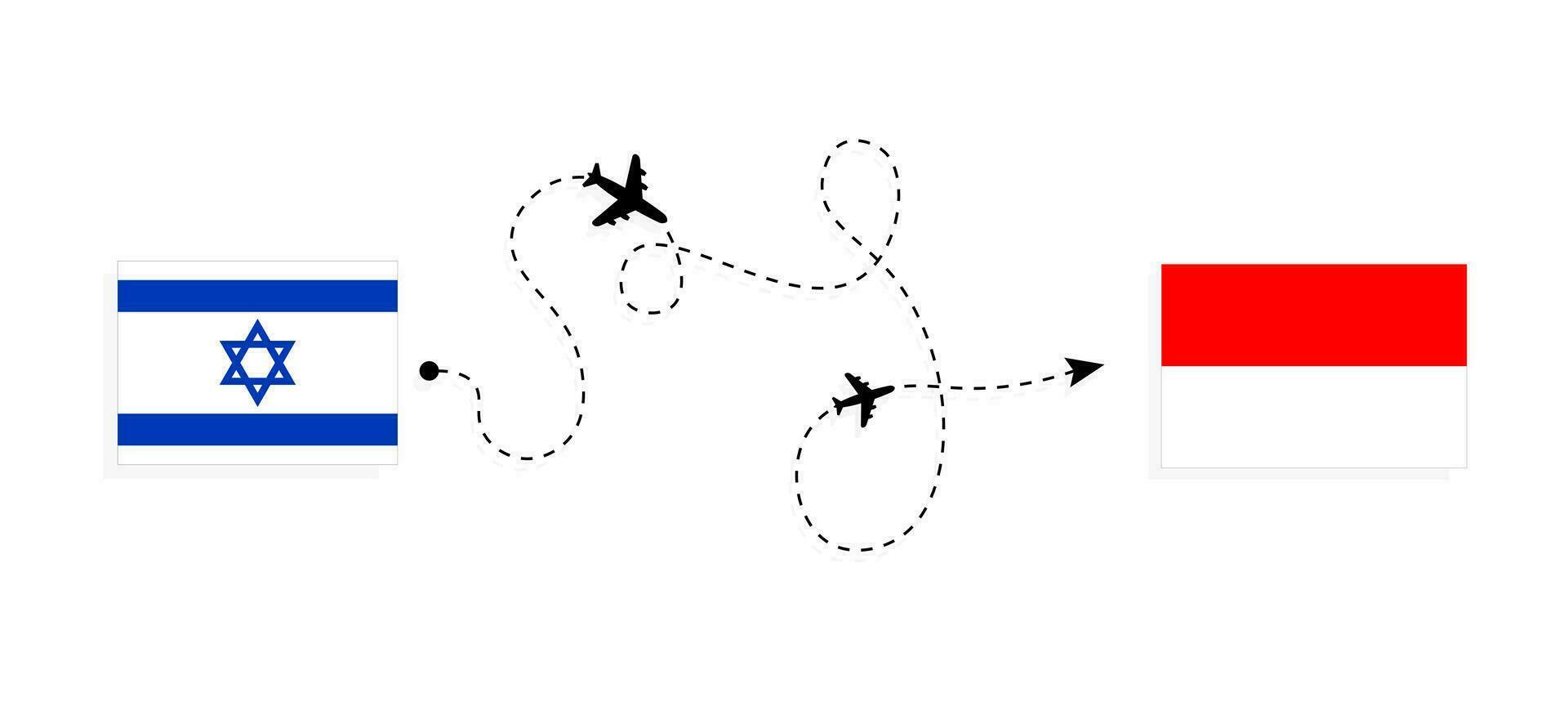 Flug und Reise von Israel zu Indonesien durch Passagier Flugzeug Reise Konzept vektor