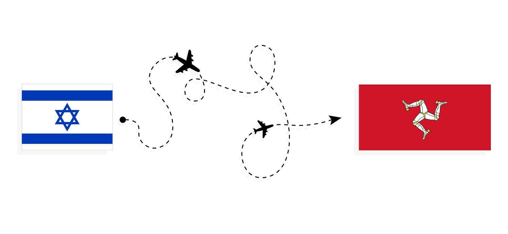 flyg och resa från Israel till ö av mann förbi passagerare flygplan resa begrepp vektor