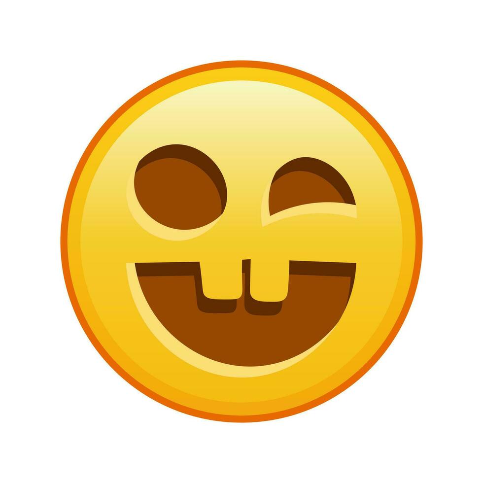 skrämmande halloween ansikte stor storlek av gul emoji leende vektor