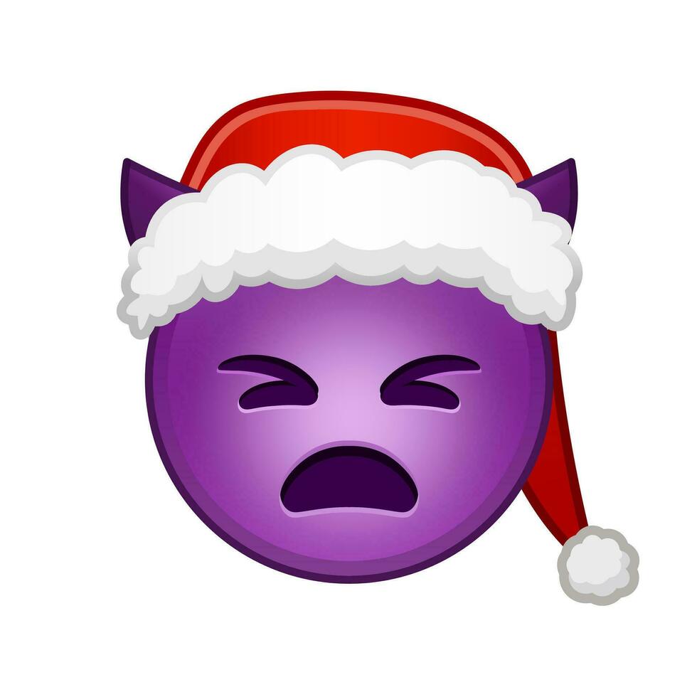 jul arg ansikte med horn stor storlek av gul emoji leende vektor