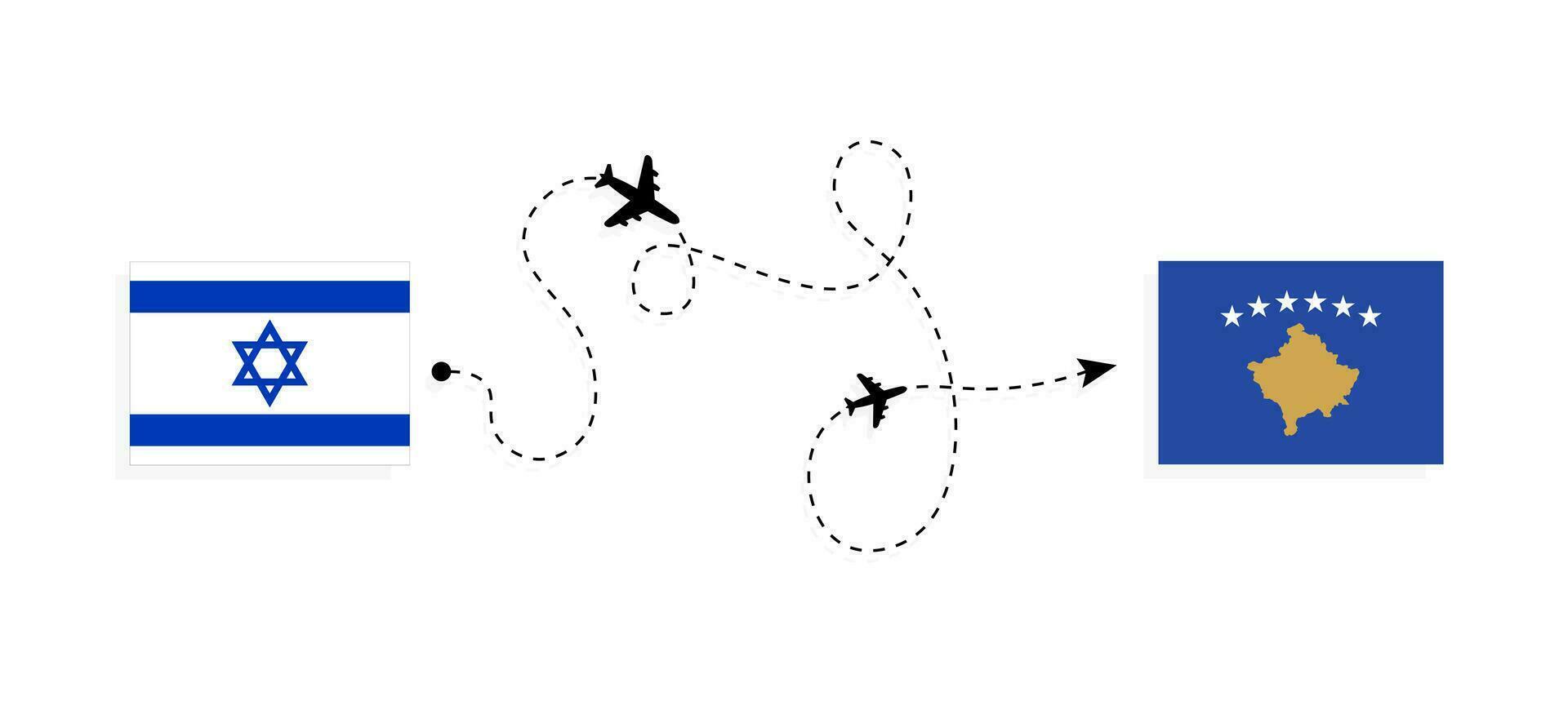 flyg och resa från Israel till kosovo förbi passagerare flygplan resa begrepp vektor
