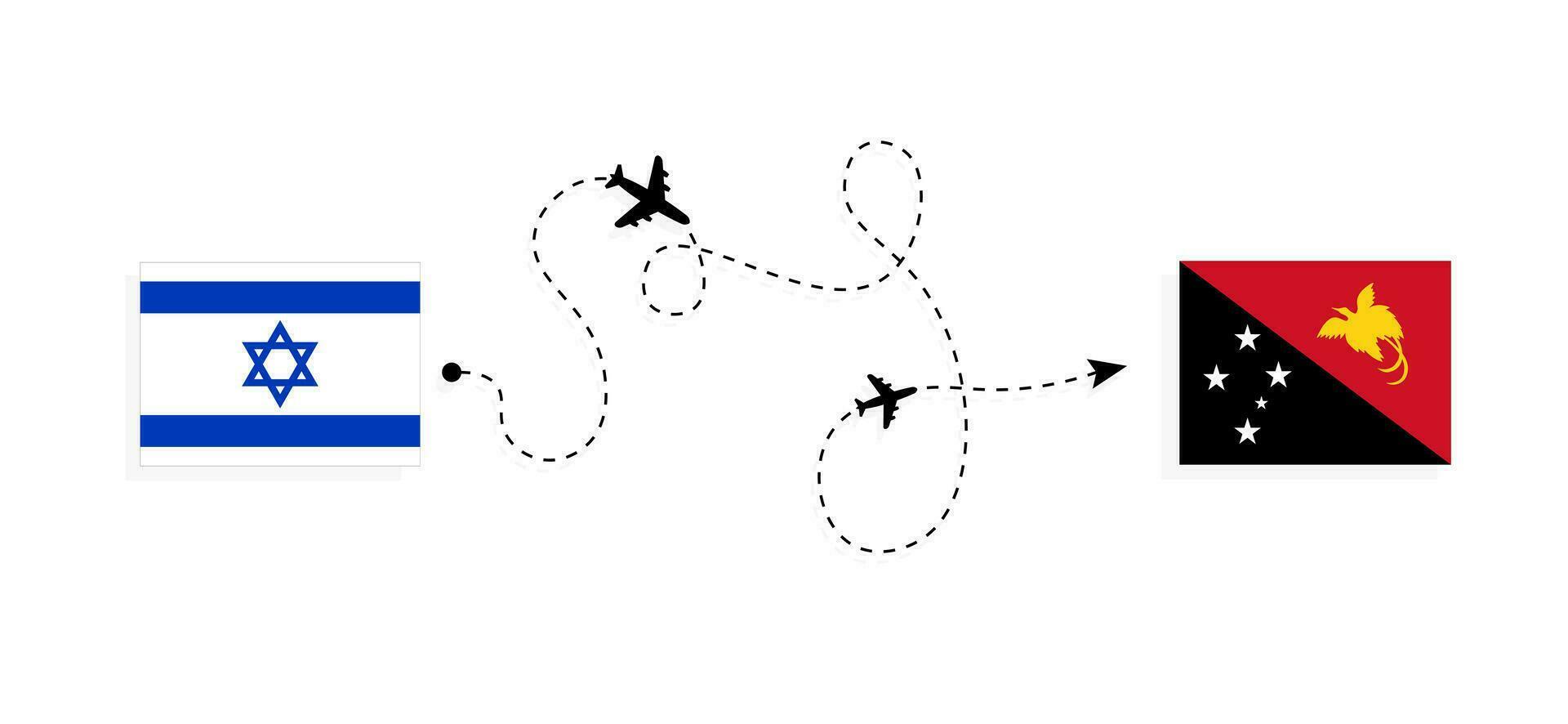 flyg och resa från Israel till papua ny guinea förbi passagerare flygplan resa begrepp vektor