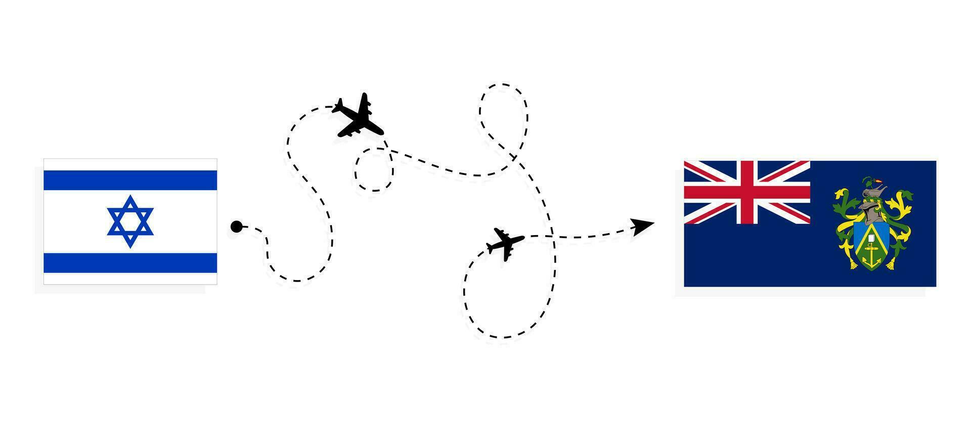 flyg och resa från Israel till pitcairn öar förbi passagerare flygplan resa begrepp vektor