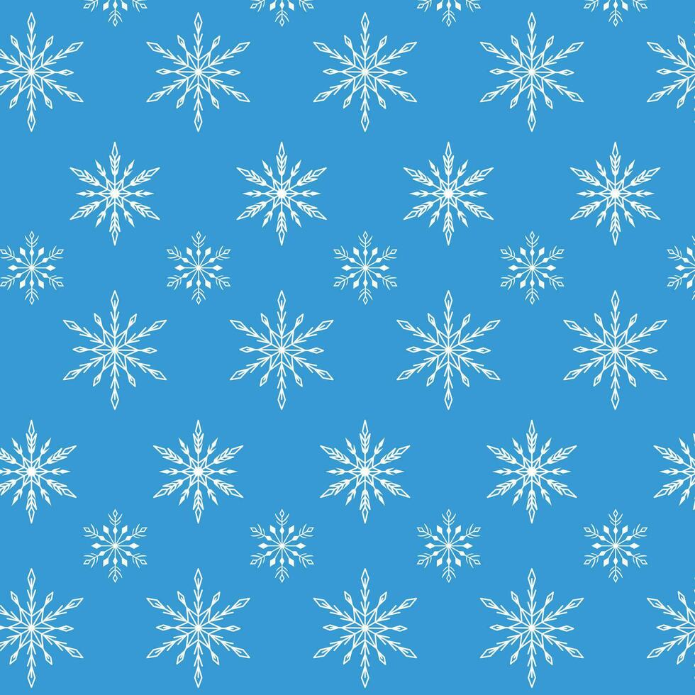 sömlös vinter- mönster med snöflingor. vit snöflingor på blå. vektor