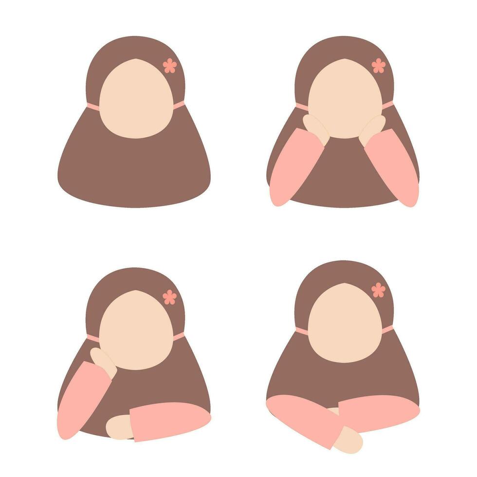 ein Sammlung von Muslim Kinder- Hijab Zeichen vektor