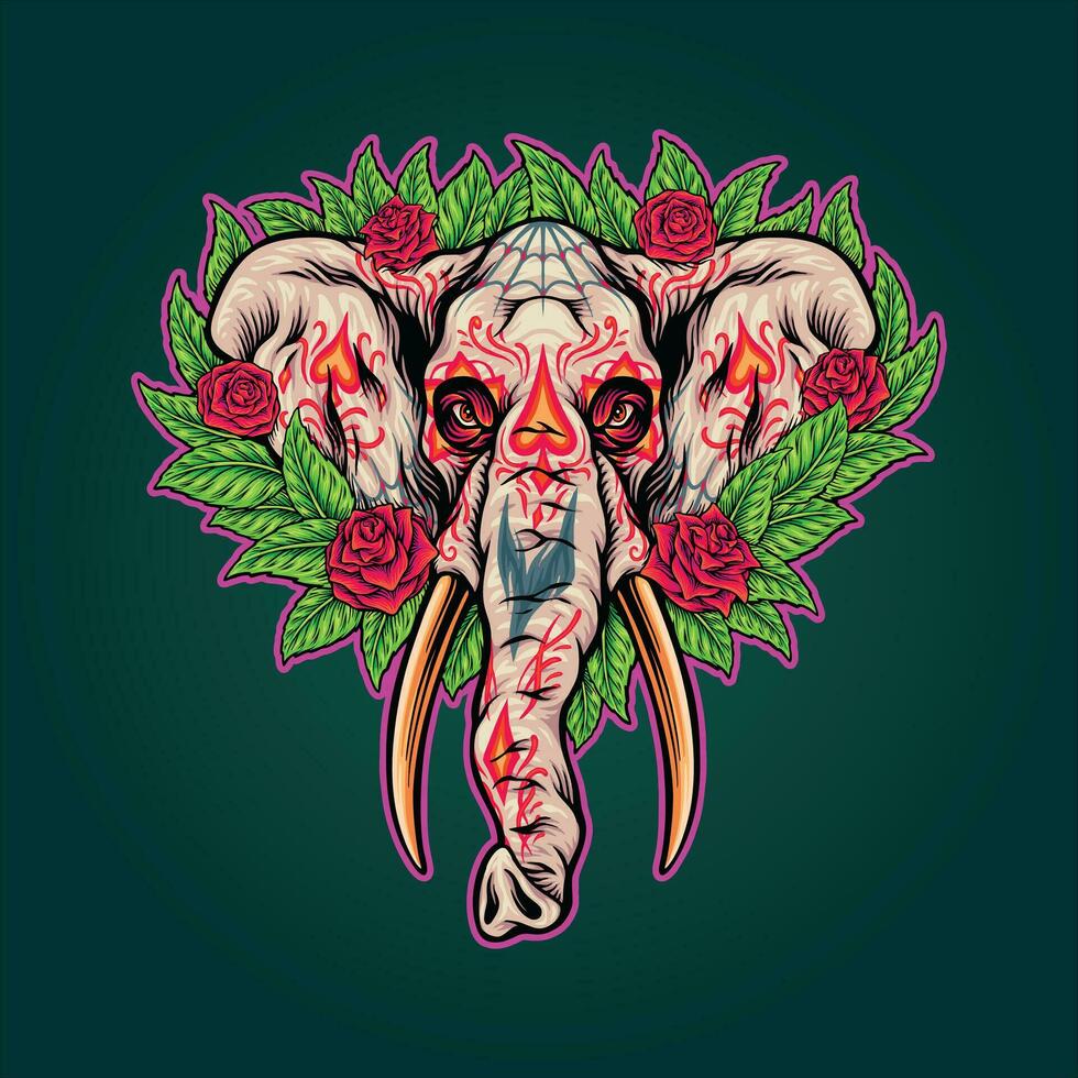 muerte Pracht Elefant Blumen- Vektor Abbildungen zum Ihre Arbeit Logo, Fan-Shop T-Shirt, Aufkleber und Etikette Entwürfe, Poster, Gruß Karten Werbung Geschäft Unternehmen oder Marken.