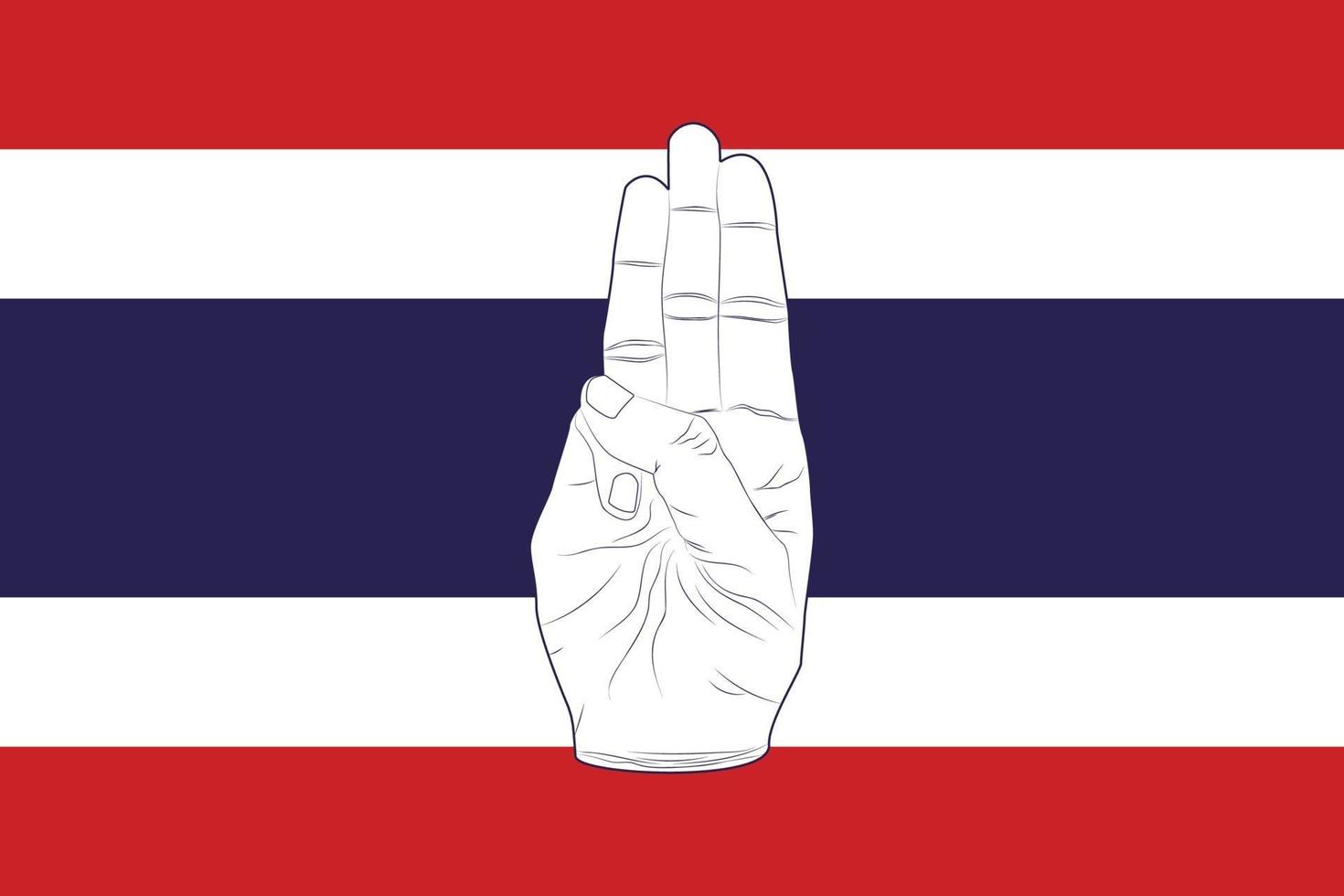 vektorgrafik av en trefingers salut-symbol på thailändska flaggan. vektor